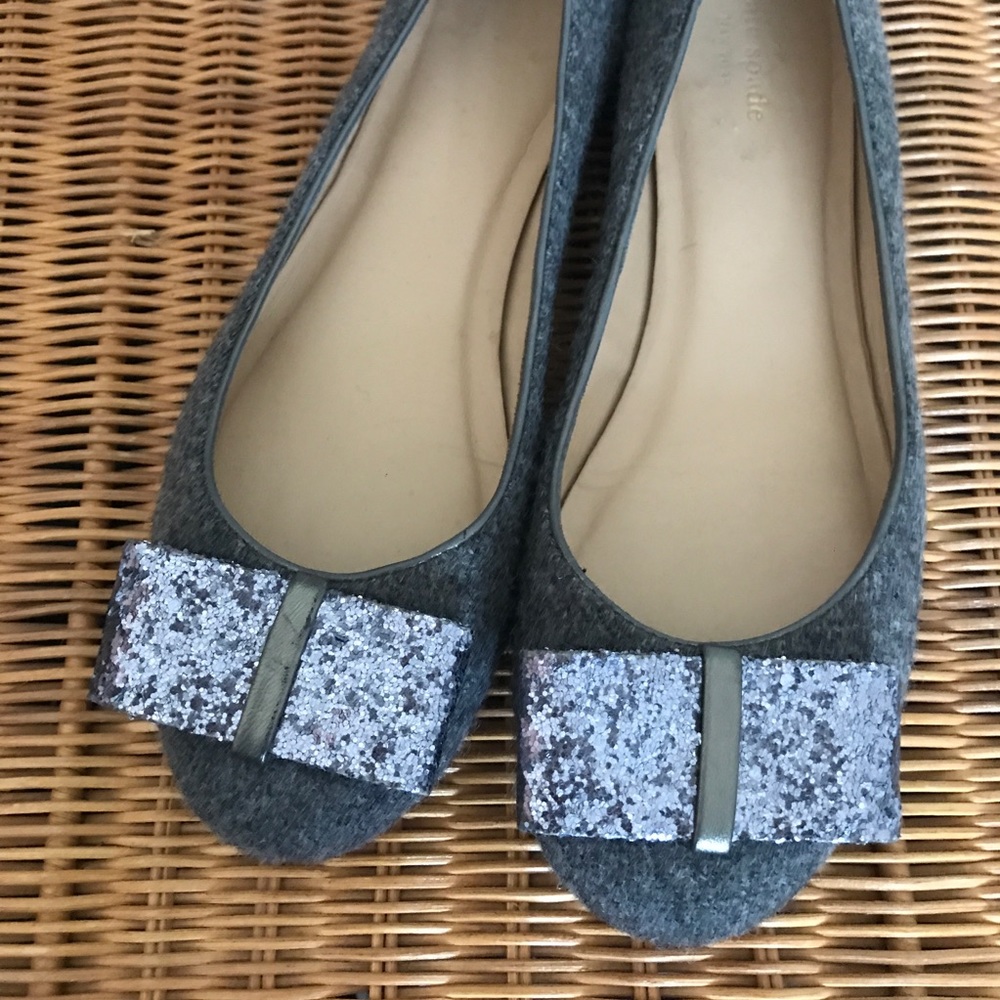 Kate spade gray wool flats glitter sparkle blow